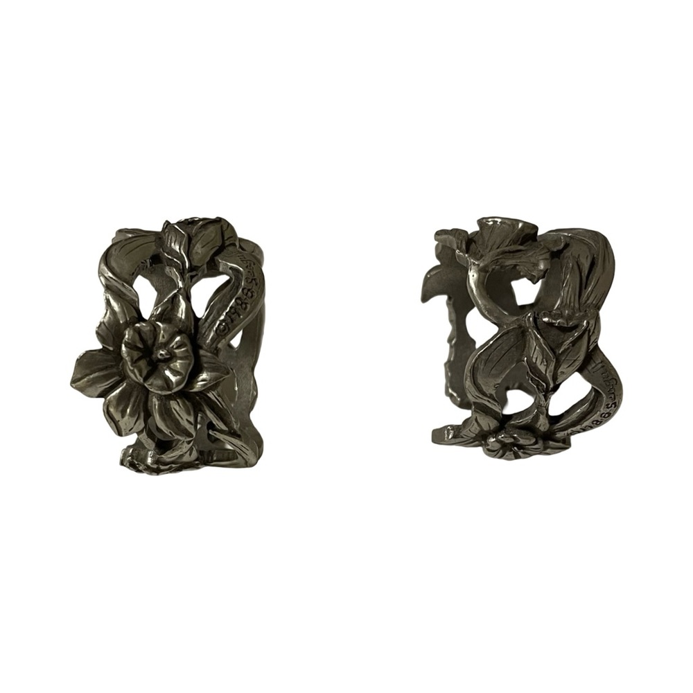โจ Set of 4 Seagull Fine Pewter Napkin Rings - Daffodil Design ๐ธ - Picture 2 of 5